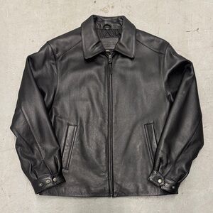 St. John's Bay Black Leather Bomber Jacket Men’s M